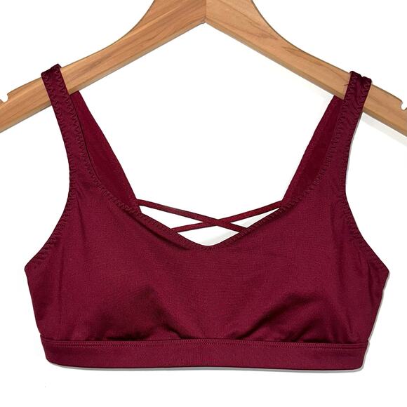 Victorias Secret Sport VSX Strappy Back Kir Merlot Red Sports Bra Size M - Picture 1 of 9
